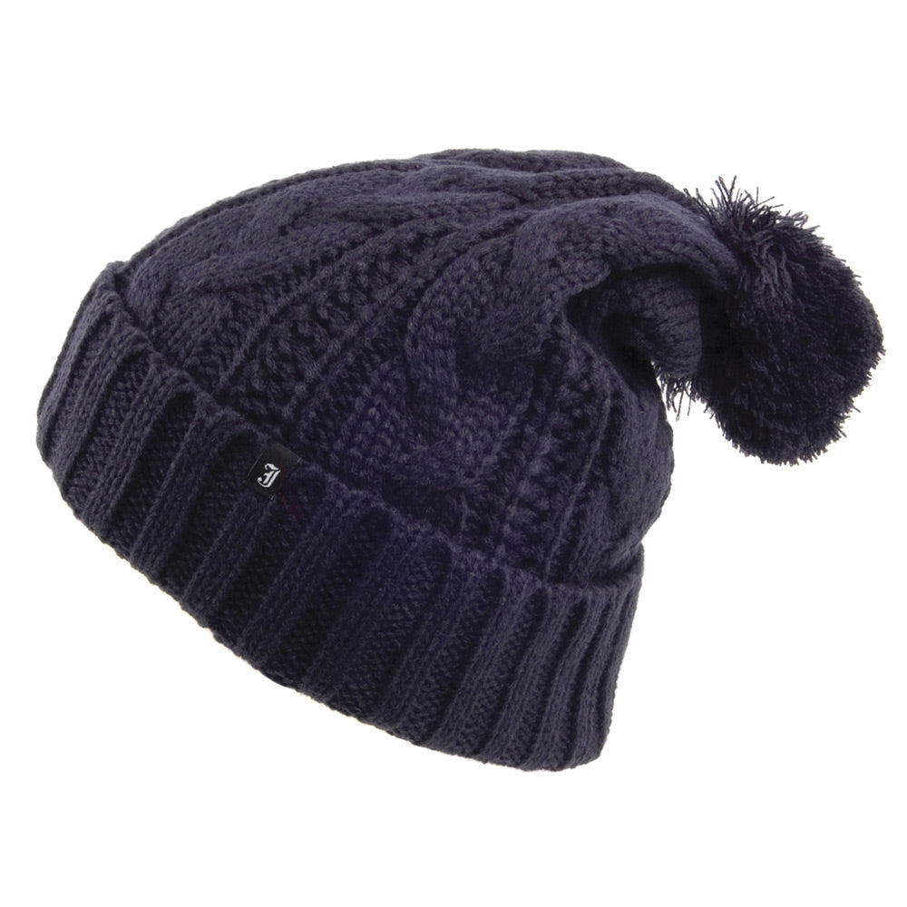 Bonnet à Pompon à Torsades bleu marine JAXON & JAMES