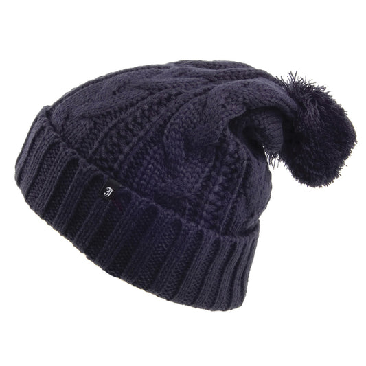 Bonnet à Pompon à Torsades bleu marine JAXON & JAMES