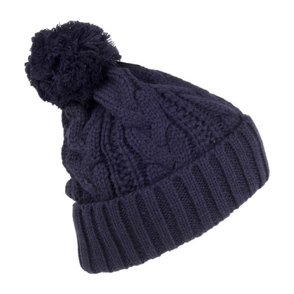 Bonnet à Pompon à Torsades bleu marine JAXON & JAMES
