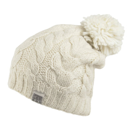 Bonnet Long à Pompon blanc hiver KUSAN