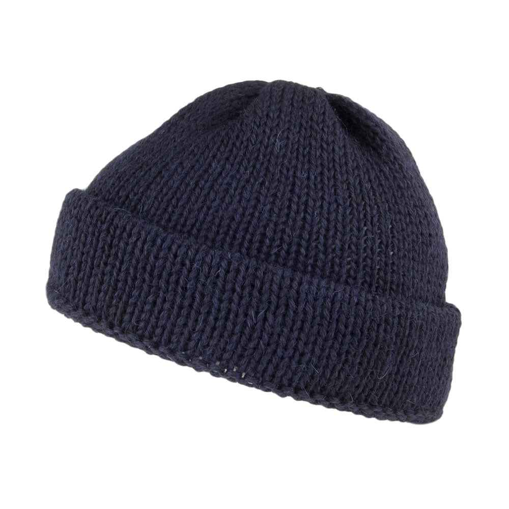 Bonnet Marin Court en Laine Anglaise bleu marine HIGHLAND 2000