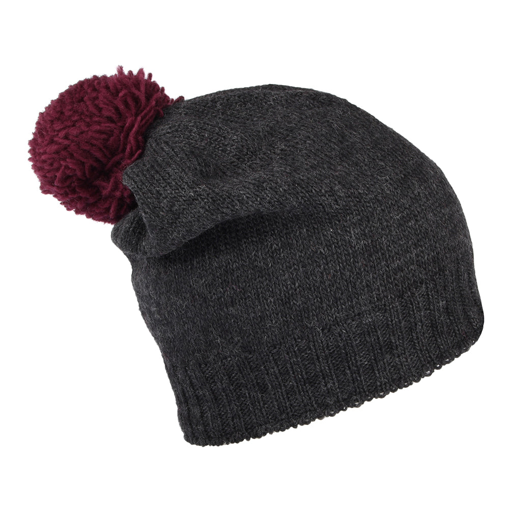 Bonnet Long à Pompon Contrastant anthracite KUSAN