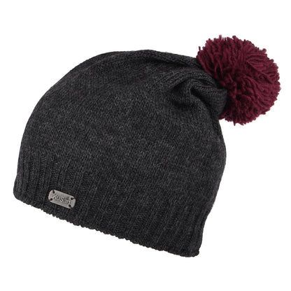 Bonnet Long à Pompon Contrastant anthracite KUSAN