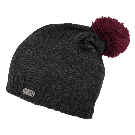 Bonnet Long à Pompon Contrastant anthracite KUSAN