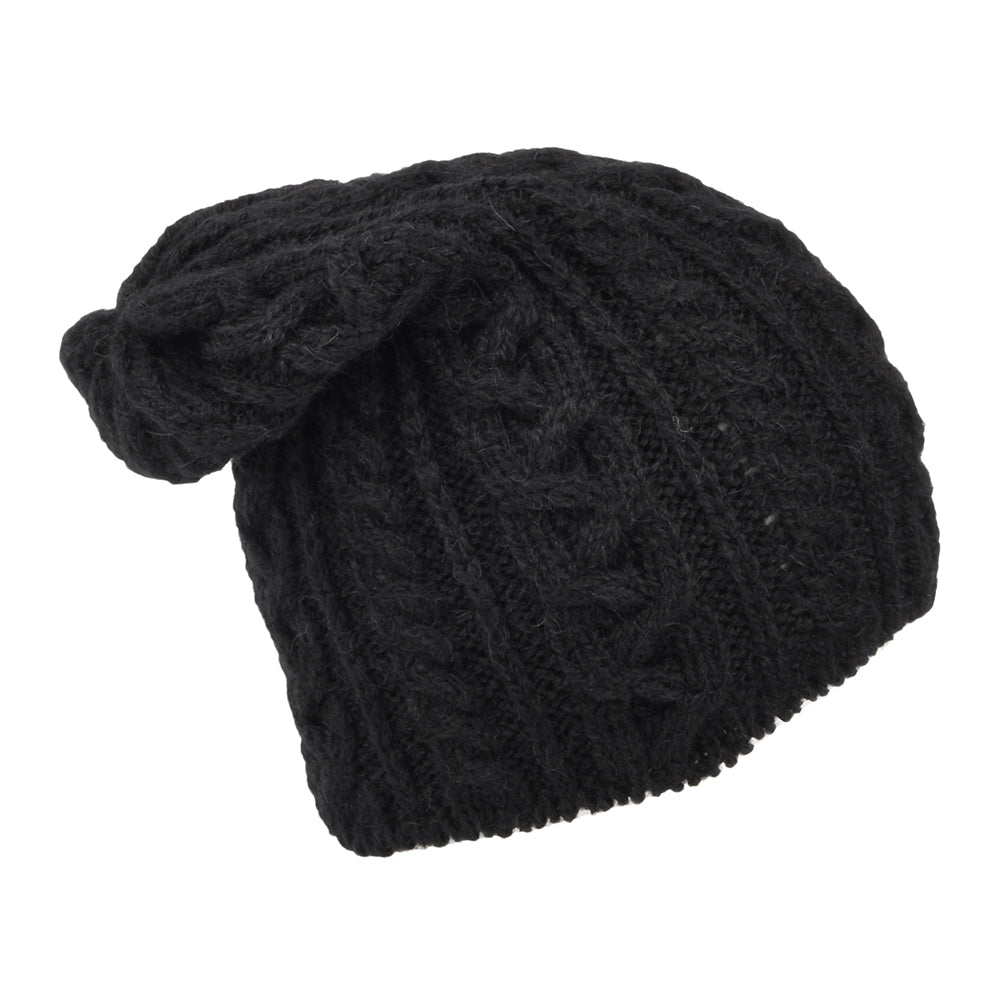 Bonnet Long en Laine d'Alpaga Super Douce noir HIGHLAND 2000