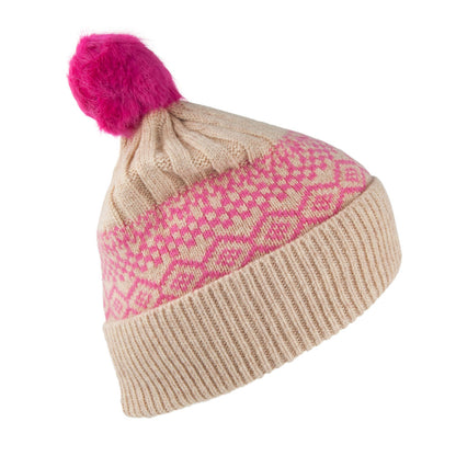 Bonnet à Pompon Tricot Fair Isle crème JOULES