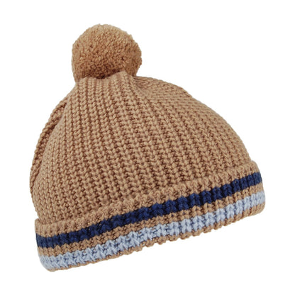 Bonnet à Pompon Hiver beige sable-bleu ARMOR LUX