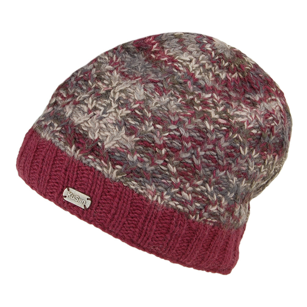 Bonnet à Double Torsade Brooklyn mélange de bordeaux KUSAN