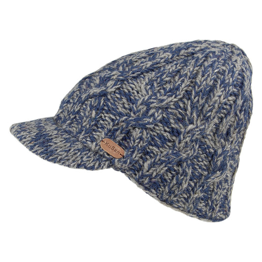 Bonnet à Visière à Torsades bleu KUSAN