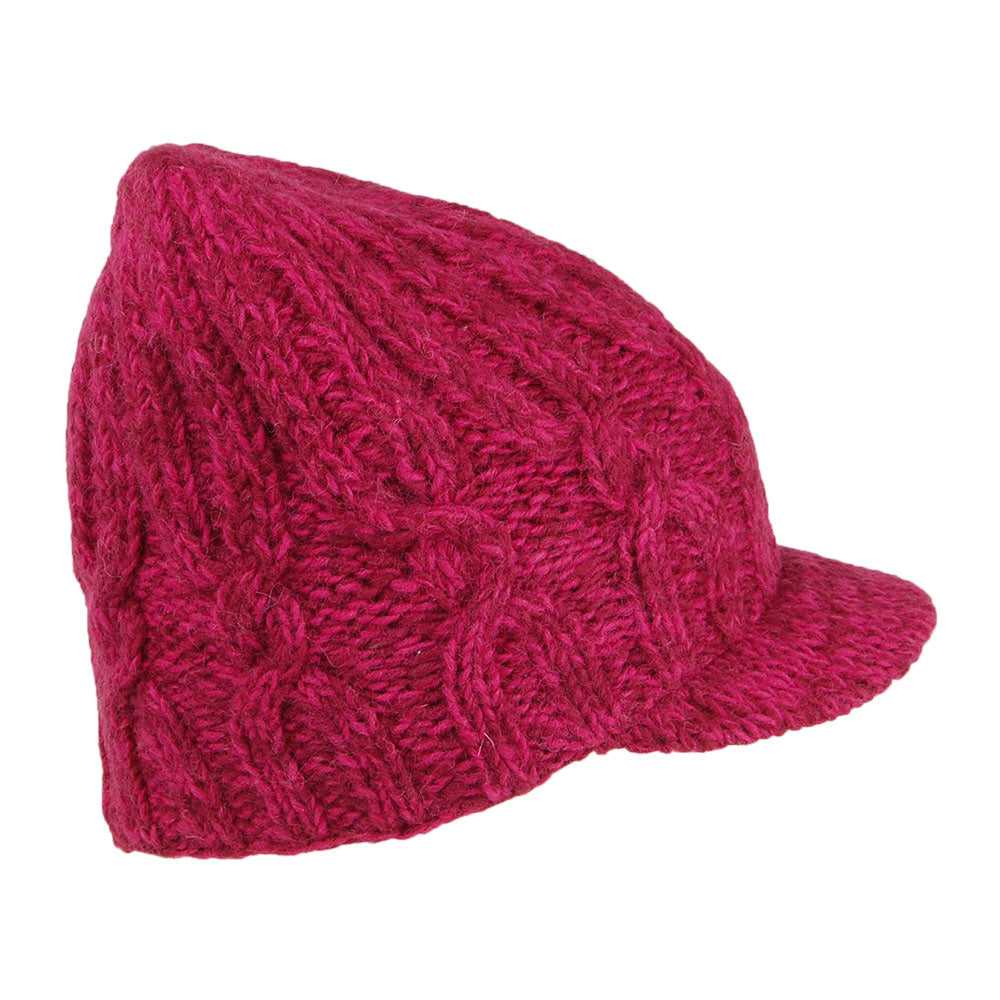 Bonnet à Visière à Torsades rose KUSAN