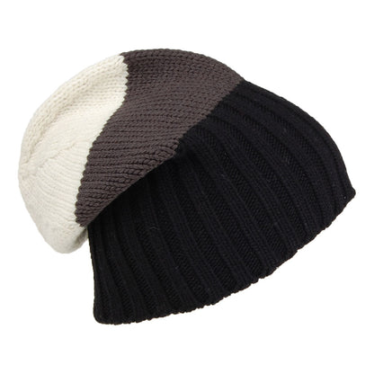 Bonnet Long en Laine Mérinos noir-gris KUSAN