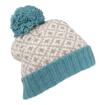 Bonnet à Pompon Fleur de Lys aqua KUSAN