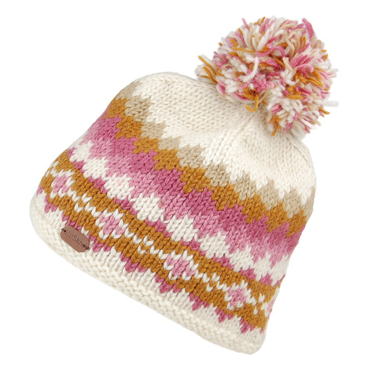 Bonnet à Pompon Court caramel-crème KUSAN