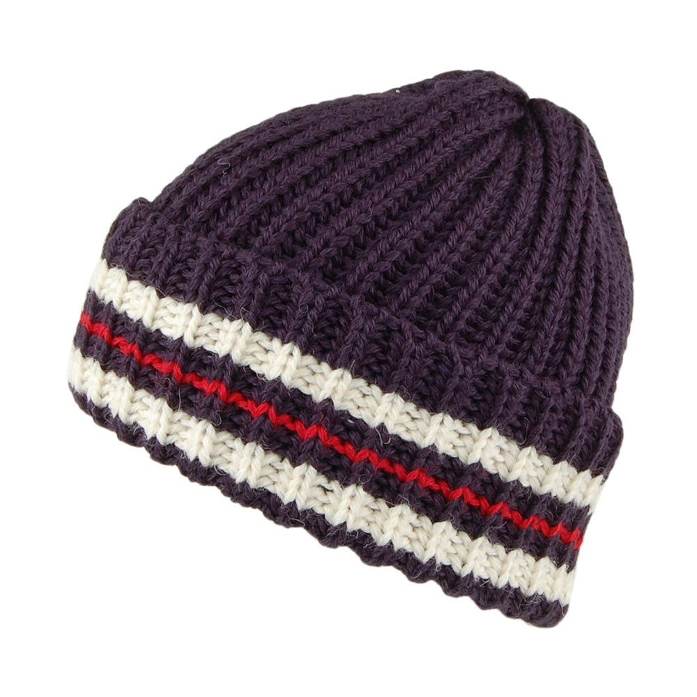 Bonnet en Laine Anglaise à Rayures bleu marine-rouge HIGHLAND 2000