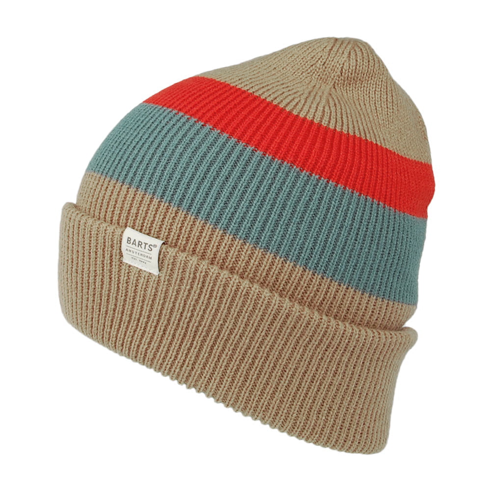 Bonnet à Revers et Rayures Cowie camel BARTS