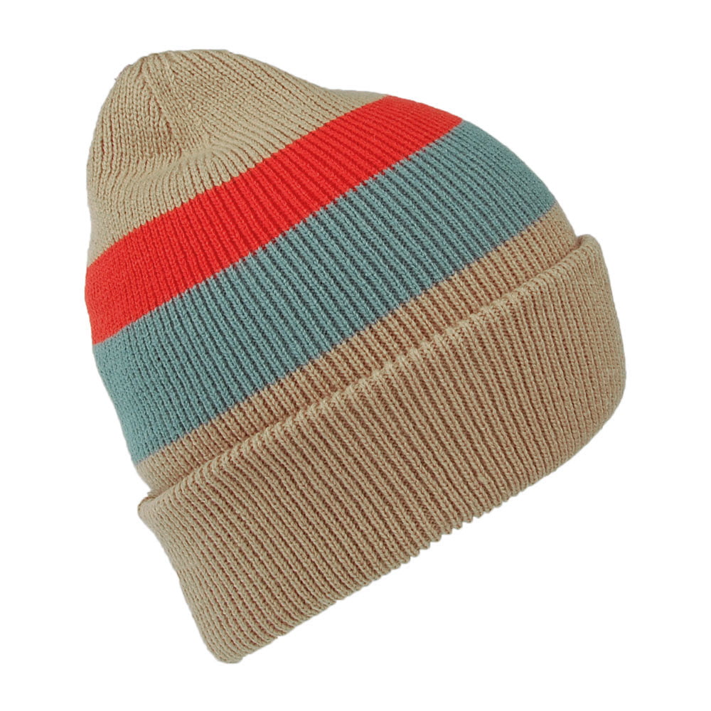 Bonnet à Revers et Rayures Cowie camel BARTS
