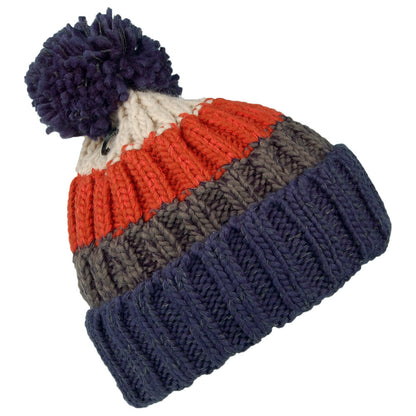 Bonnet à Pompon Wilhelm bleu marine et mix de couleurs BARTS