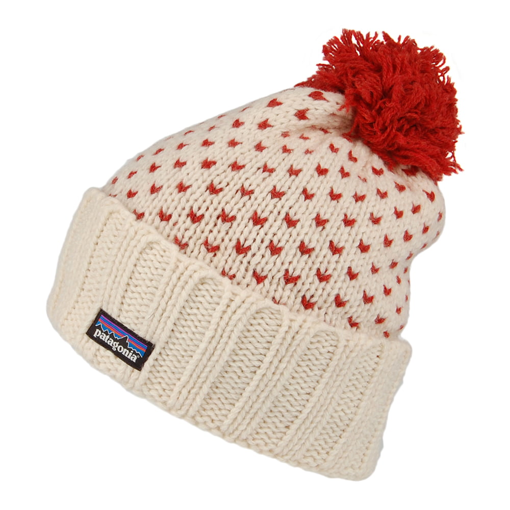 Bonnet à Pompon en Laine Recyclée Snowbelle blanc hiver PATAGONIA