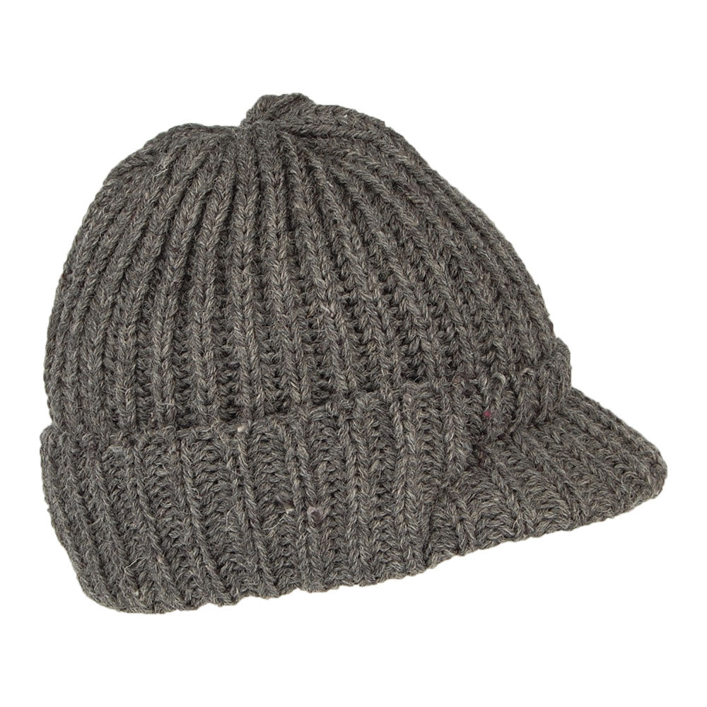 Bonnet à Visière Courte en Laine Anglaise anthracite HIGHLAND 2000