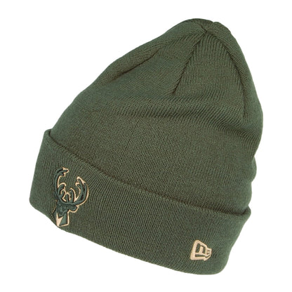 Bonnet Cuff Knit NBA Team Colour Out Line Milwaukee Bucks vert NEW ERA
