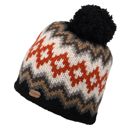 Bonnet à Pompon Fair Isle Diamond panaché de gris KUSAN