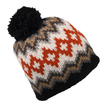 Bonnet à Pompon Fair Isle Diamond panaché de gris KUSAN