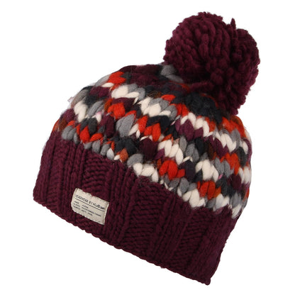Bonnet à Pompon Grosse Maille prune KUSAN