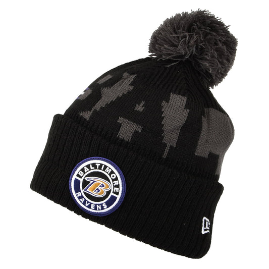 Bonnet à Pompon NFL On Field Sport Knit Baltimore Ravens noir-gris NEW ERA