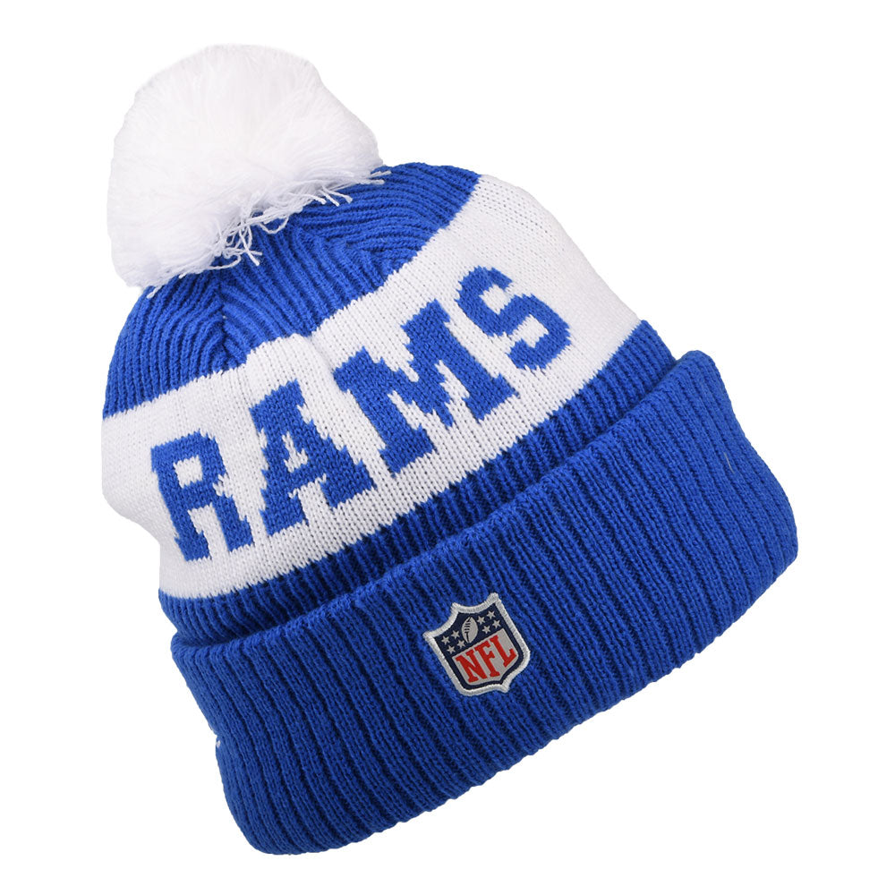 Bonnet à Pompon NFL On Field Sport Knit Los Angeles Rams bleu roi-blanc NEW ERA