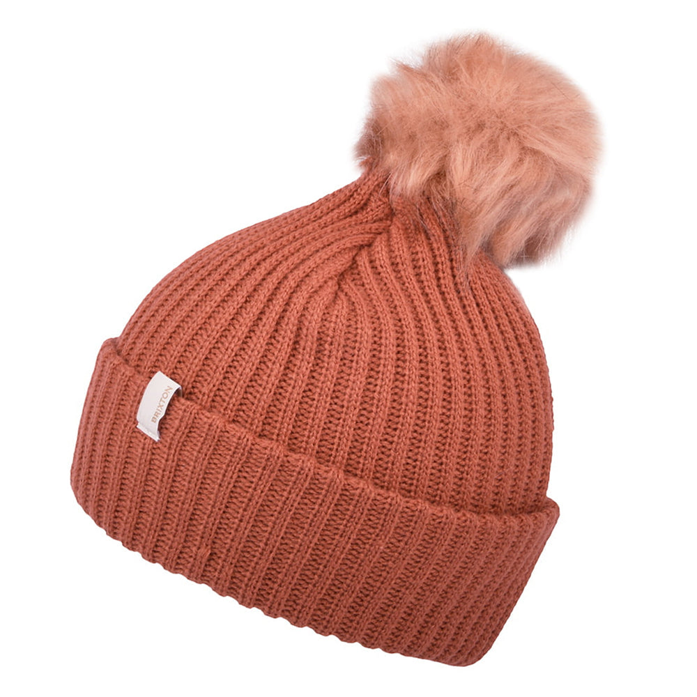 Bonnet à Pompon en Fausse Fourrure Alison abricot BRIXTON