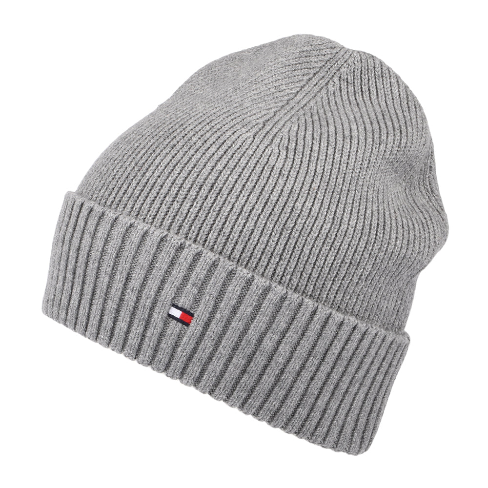 Bonnet en Cotton et Cachemire Pima Essential Flag gris chiné TOMMY HILFIGER
