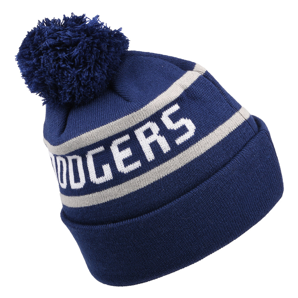 Bonnet à Pompon MLB Jake Cuff Knit L.A. Dodgers bleu roi foncé NEW ERA