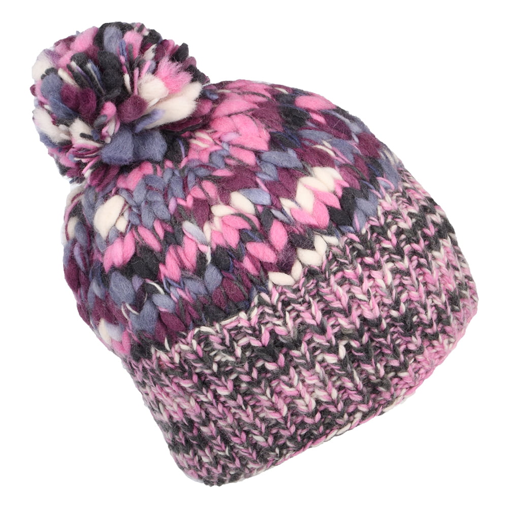 Bonnet à Pompon en Laine Irrégulière rose-violet KUSAN