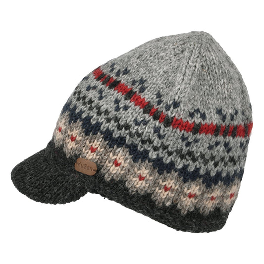 Bonnet à Visière Fair Isle Brooklyn gris-charbon KUSAN