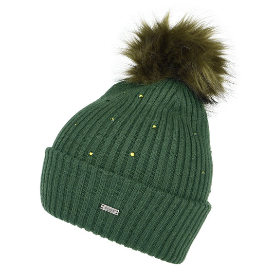 Bonnet à Pompon en Fausse Fourrure et Strass Mithra forêt BARTS