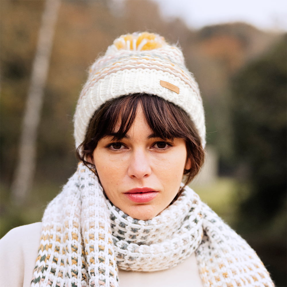 Bonnet à Pompon Maille Teintée Par Sections Myonet crème-vert céladon BARTS