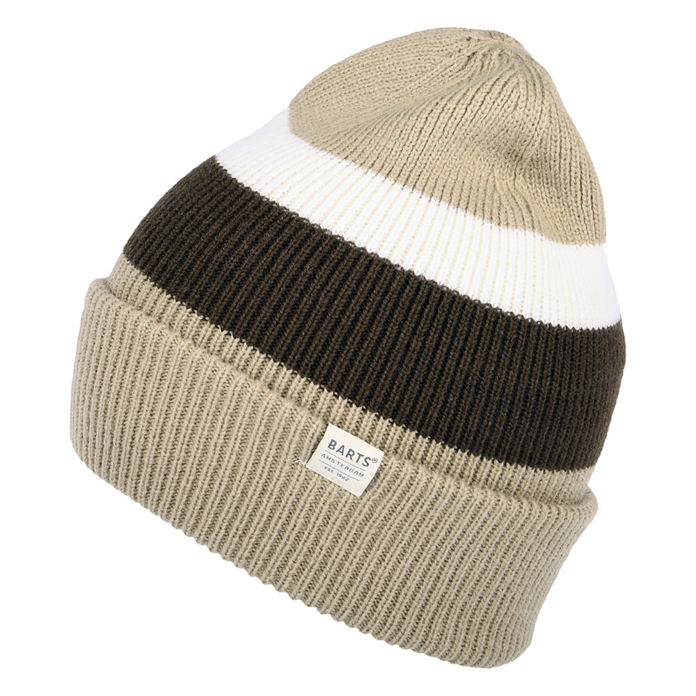 Bonnet à Revers et Rayures Cowie taupe-marron BARTS