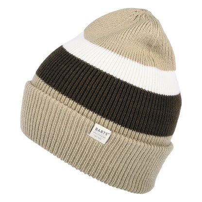 Bonnet à Revers et Rayures Cowie taupe-marron BARTS