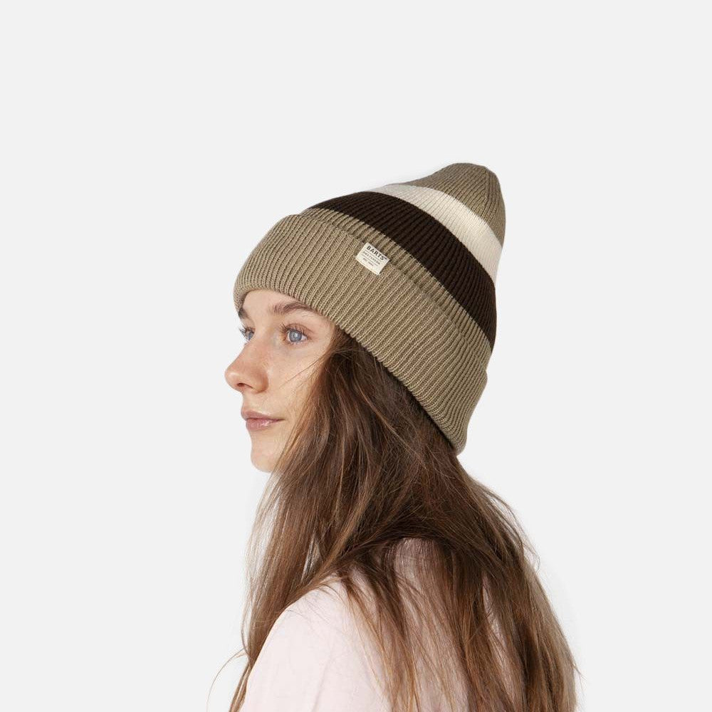 Bonnet à Revers et Rayures Cowie taupe-marron BARTS