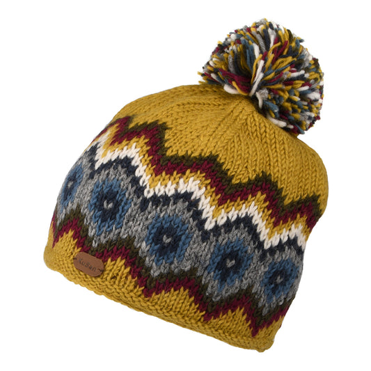 Bonnet à Pompon Court jaune-gris-multi KUSAN