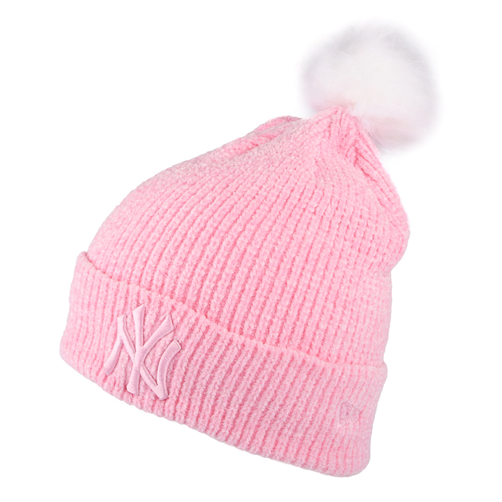Bonnet à Pompon Femme MLB Chenille Bobble New York Yankees rose NEW ERA