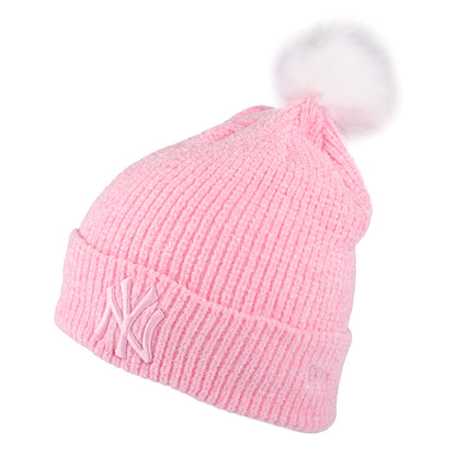 Bonnet à Pompon Femme MLB Chenille Bobble New York Yankees rose NEW ERA