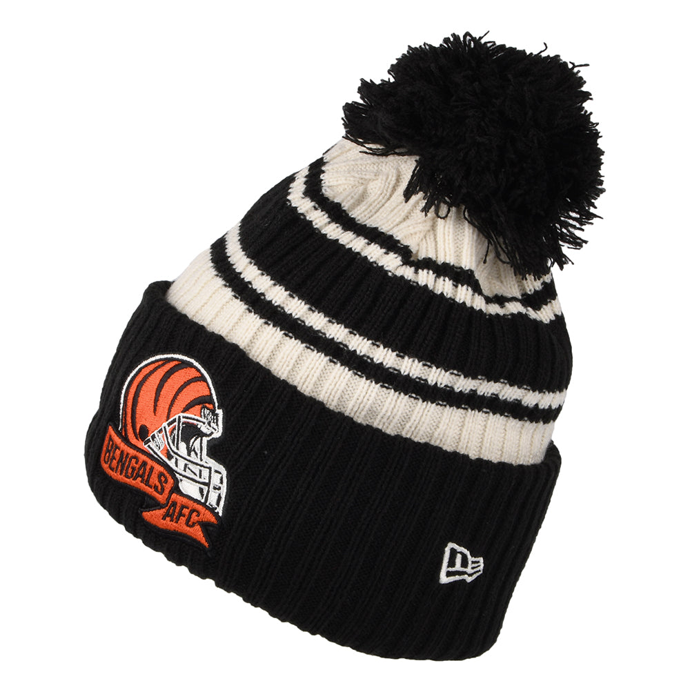 Bonnet à Pompon NFL Sideline Sport Knit Cincinnati Bengals noir-blanc NEW ERA