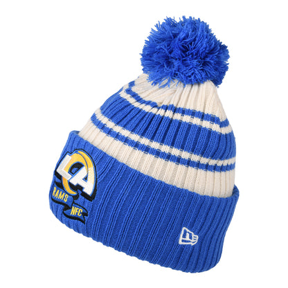 Bonnet à Pompon NFL Sideline Sport Knit Los Angeles Rams bleu roi-blanc NEW ERA
