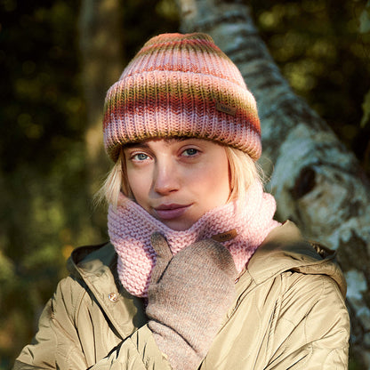 Bonnet Maille Teinte Par Sections Elanor vert militaire-rose BARTS