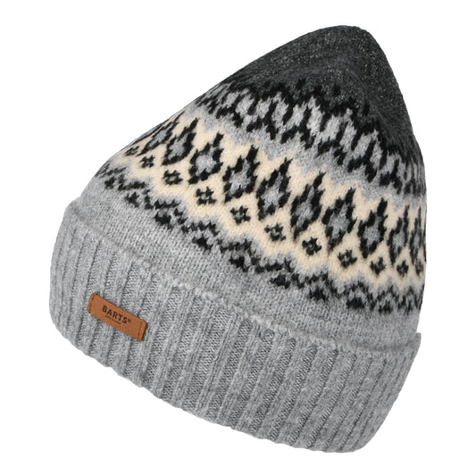 Bonnet à Revers Fair Isle Gregoris gris chiné BARTS