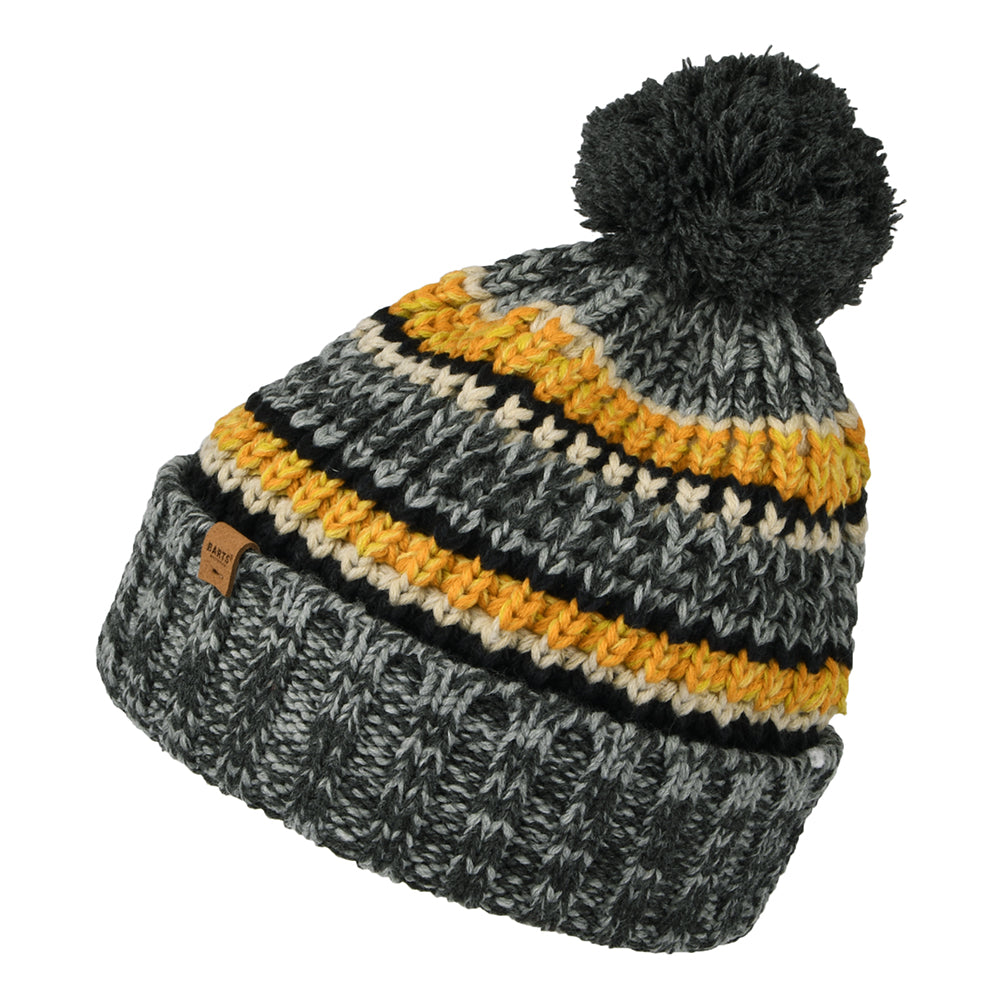 Bonnet à Pompon à Rayures Recyclé Goser gris chiné foncé BARTS