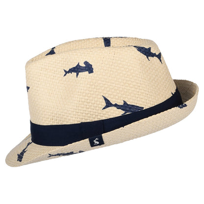 Chapeau Trilby Enfant en Paille Requins Imprimés naturel JOULES