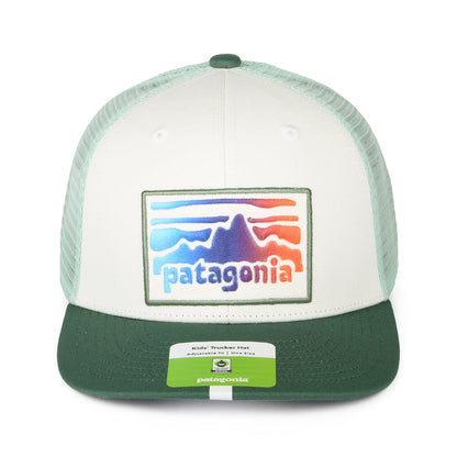 Casquette Trucker Enfant en Coton Bio Rambler blanc-turquoise PATAGONIA