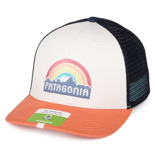 Casquette Trucker Enfant en Coton Bio Arc-en-Ciel blanc-corail PATAGONIA